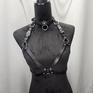 Leather Body Harness Waist Belt Punk Gothic Bra Bondage Top Chest Strap XS/S